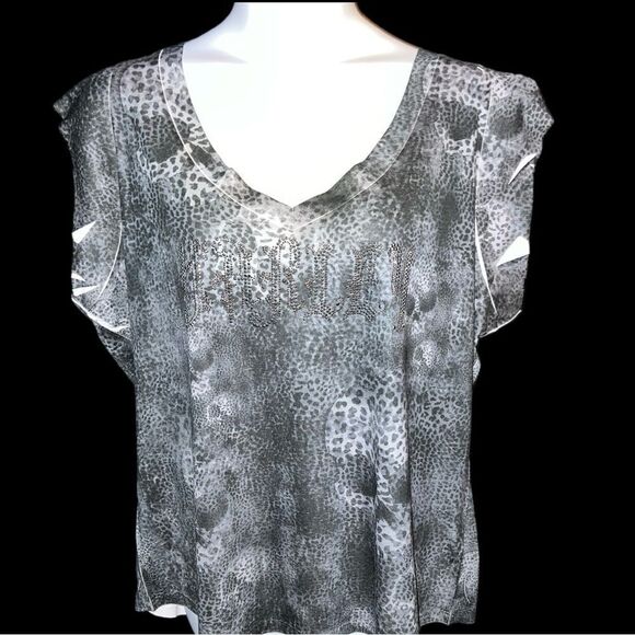 Harley Davidson cute black with gray animal print skull design top. New - Picture 4 of 13
